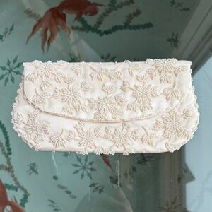 Handmade in Hong Kong Ivory Beaded Floral Clutch - Women Bags
